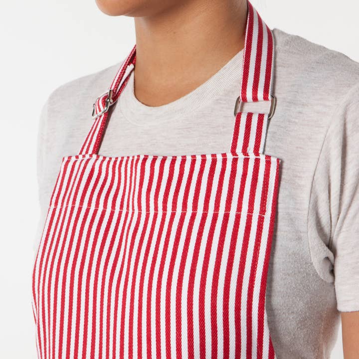 Now Designs by Danica - Wholesale Apron - Narrow Red Stripe Chef Apron3