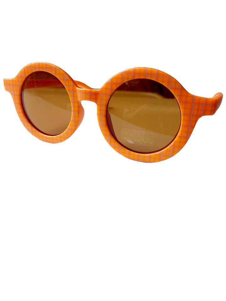 Lunettes de soleil rétro pour enfants à carreaux orange pour la vente par Happy by Lies