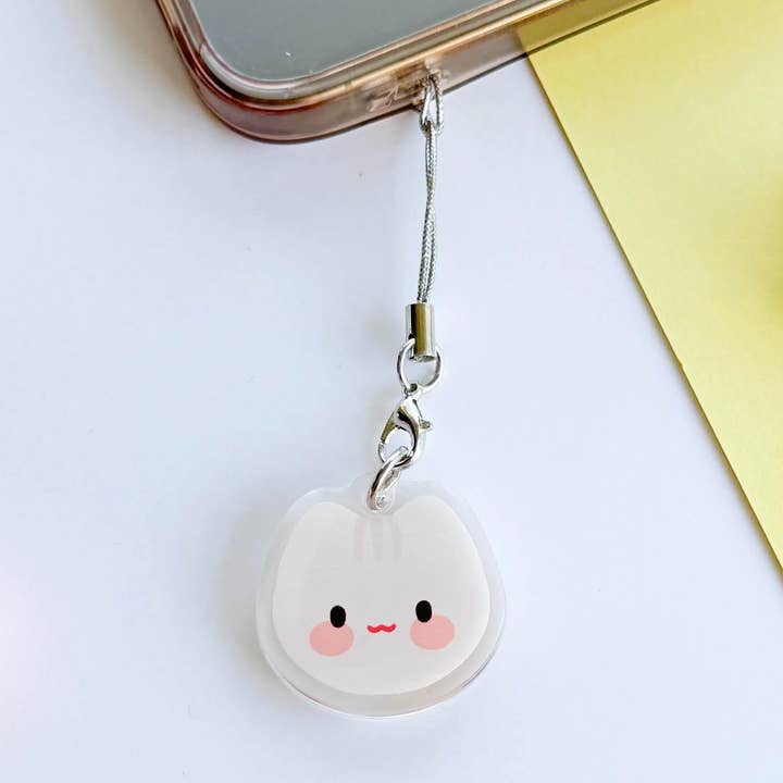 Peko Gray Tabby Cat Acrylic Phone/Bag Charm Keychain for wholesale by PekoPuff