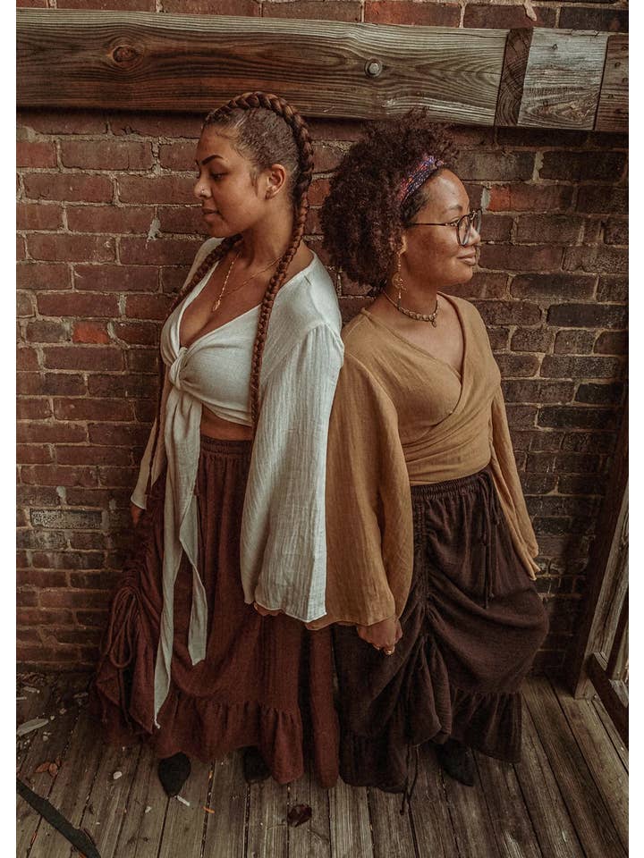 Gardenbelle Shop - Wholesale Skirt – Women’s - Boho Cinch Ruffle Skirt Organic Cotton Bamboo, Bohemian 9