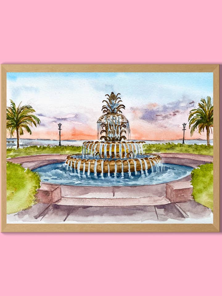 Pineapple Fountain Art Print for wholesale by Alfred & Lu