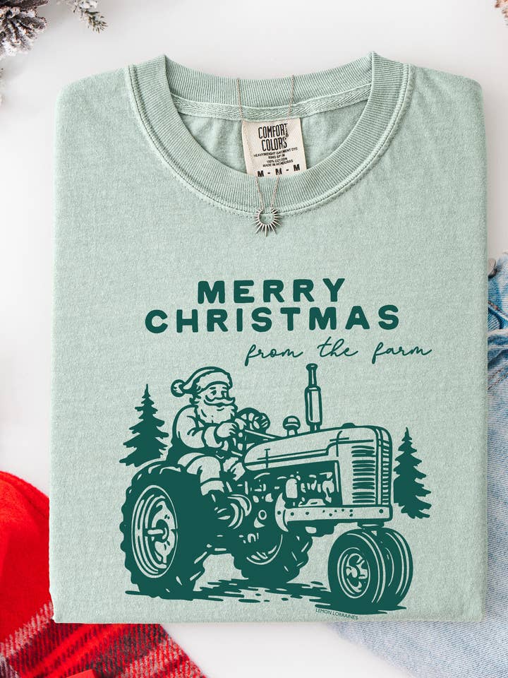 Lemon Lorraine's LLC - Wholesale Screen Printed T-Shirt - Women's - MERRY CHRISTMAS FARM - Graphic Tee1