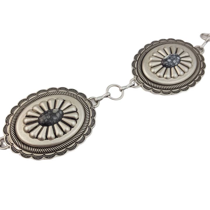 Axesoria West - Wholesale Belt - Women's - Women's Western Oval Concho Chain Belt with Stones