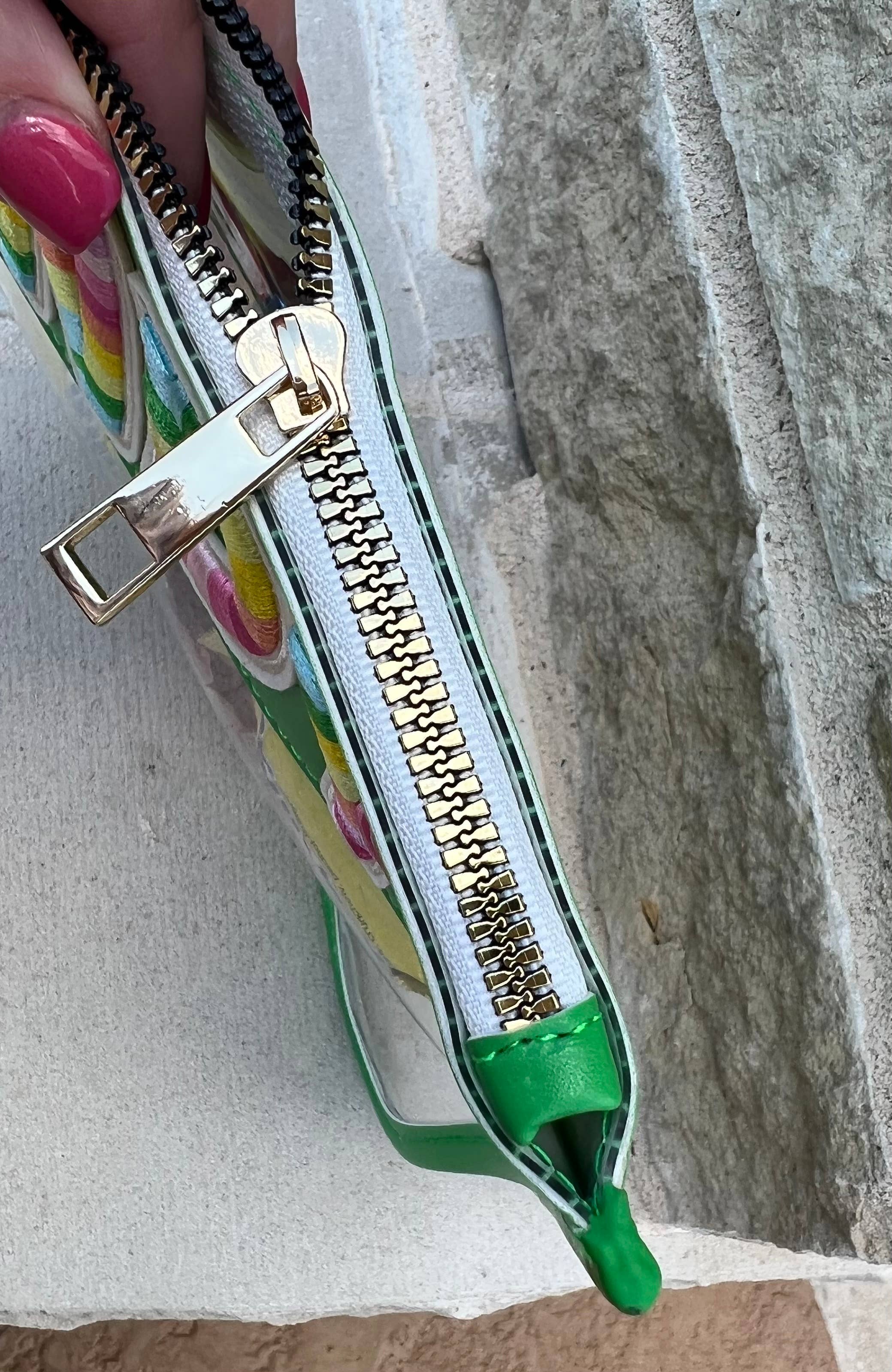 Dilworth Road - Wholesale Pouch - Women's - SNACKS  Faux Leather Zip Pouch with Chenille Letter Patch3