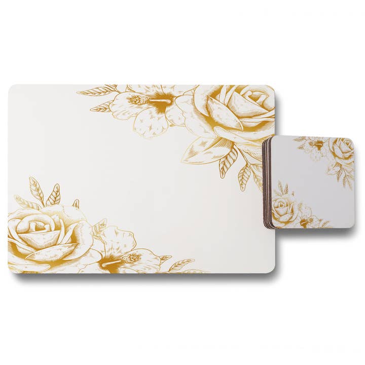 Gold Rose (Placemat & Coaster Set) for wholesale by Benjamin Tate Design