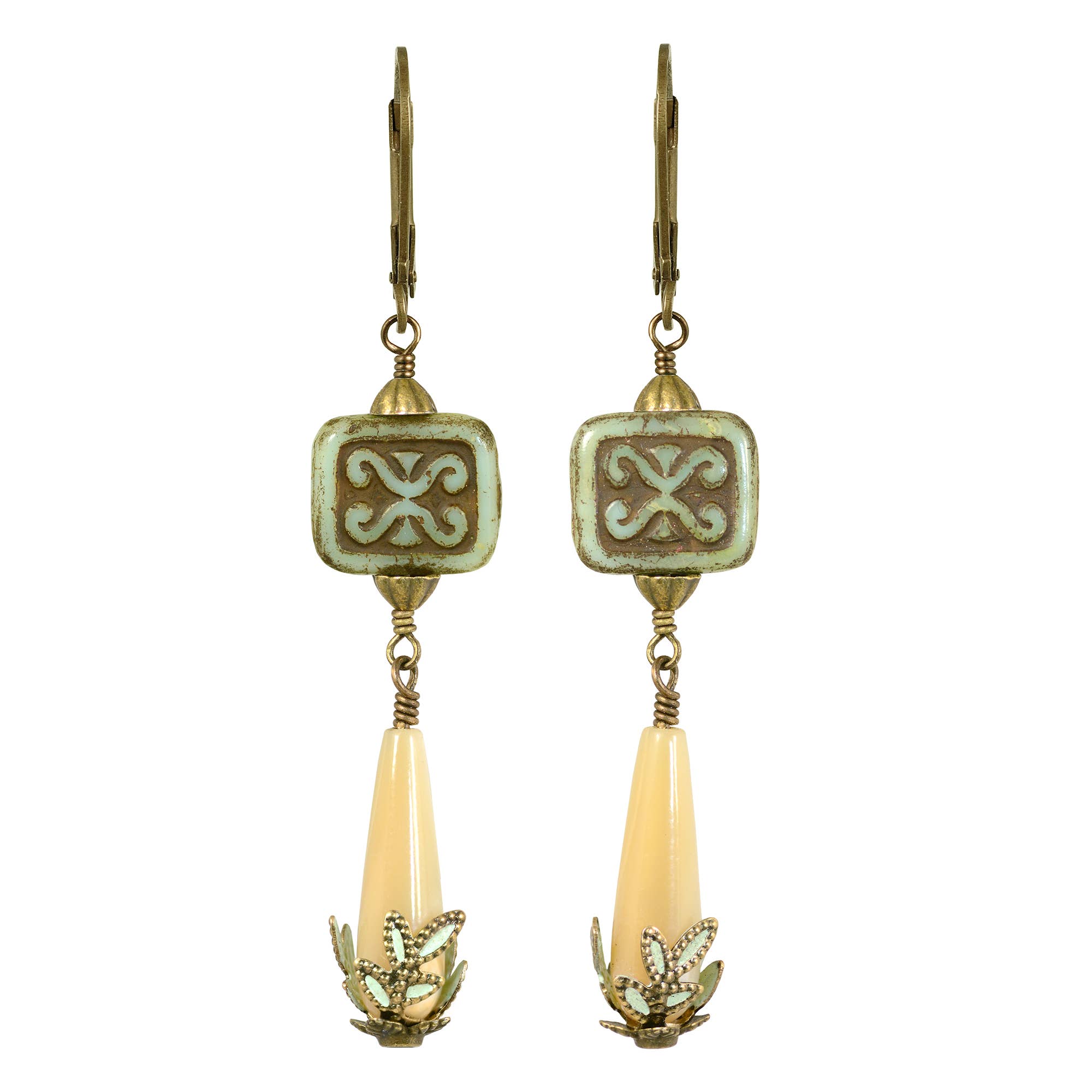 NoMonet – wholesale Dangle earrings – Fairyland: Carved Pearl Greek Xena Hand Painted Earrings2