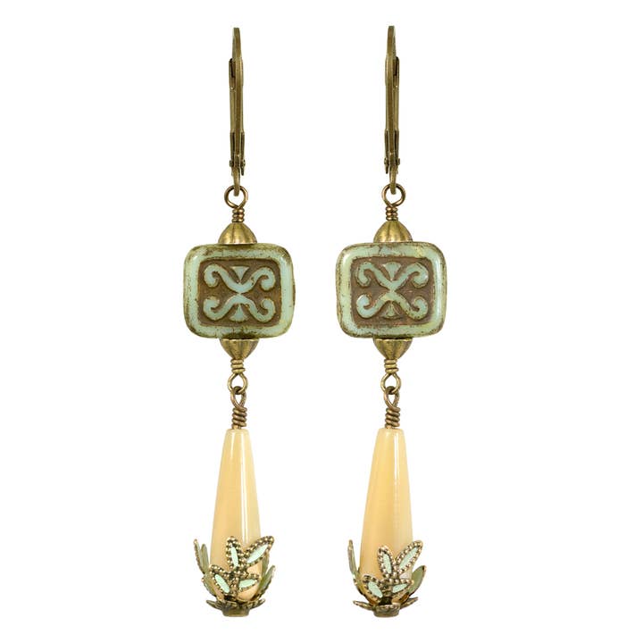 NoMonet – wholesale Dangle earrings – Fairyland: Carved Pearl Greek Xena Hand Painted Earrings2