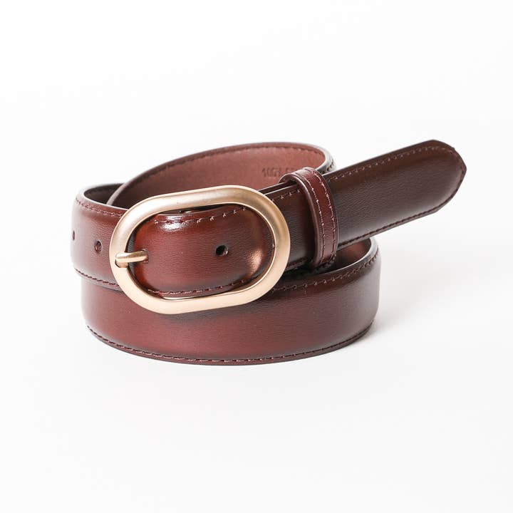 Leto Accessories – Großhandel Gürtel – Damen – Matt Rosegold Oval Schnalle Hüftgürtel