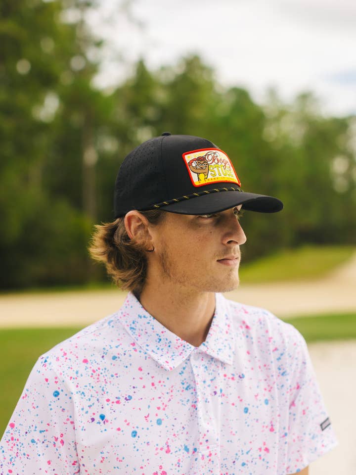 Shank It Golf - Vente Polo – homme - Polo Blanc Éclaboussures de Peinture4