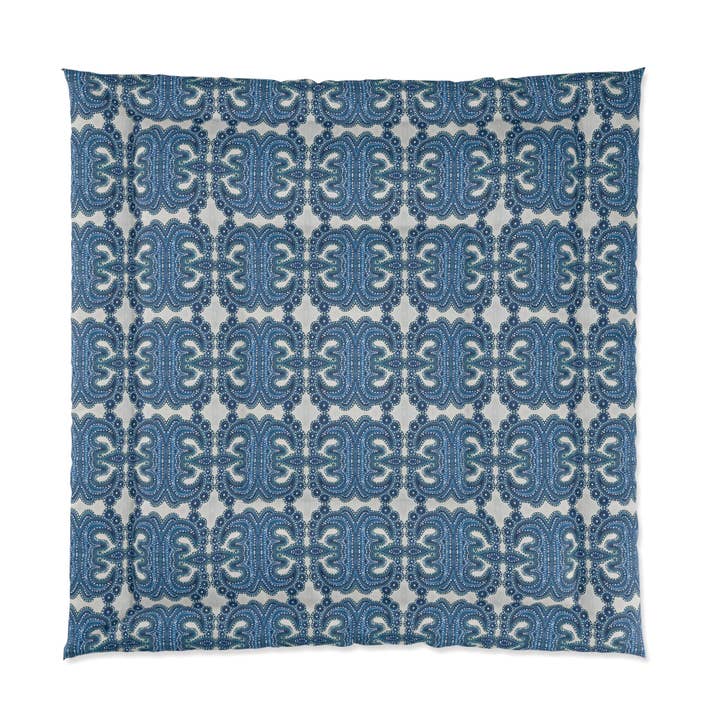 Blue Tile Comforter for wholesale by B.Maraffi Art and Home