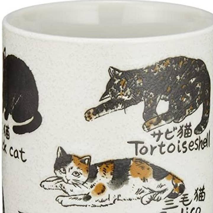 「FUNJI」In Japan - Wholesale Coffee Mug - Japanese Mino Ware Ceramic Yunomi Cat Tea Cup Set3