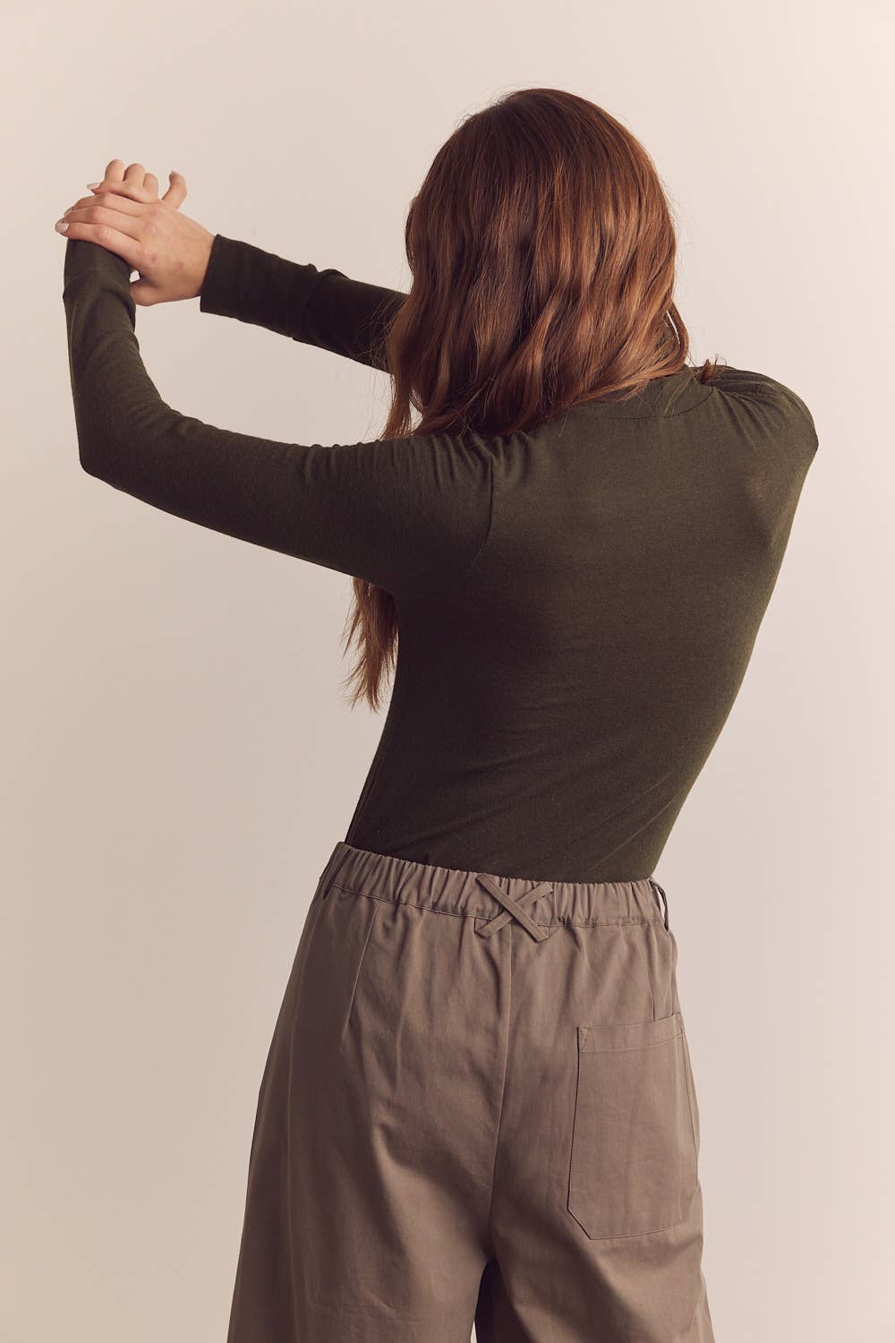 D Olive Wool blend lightweight turtleneck for wholesale on Faire7