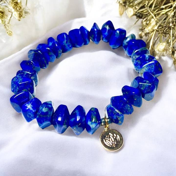 Armbånd "MAJORQUE" forgyldt med fint guld og naturlige Lapis Lazuli sten for engroshandel hos TOURMALYN