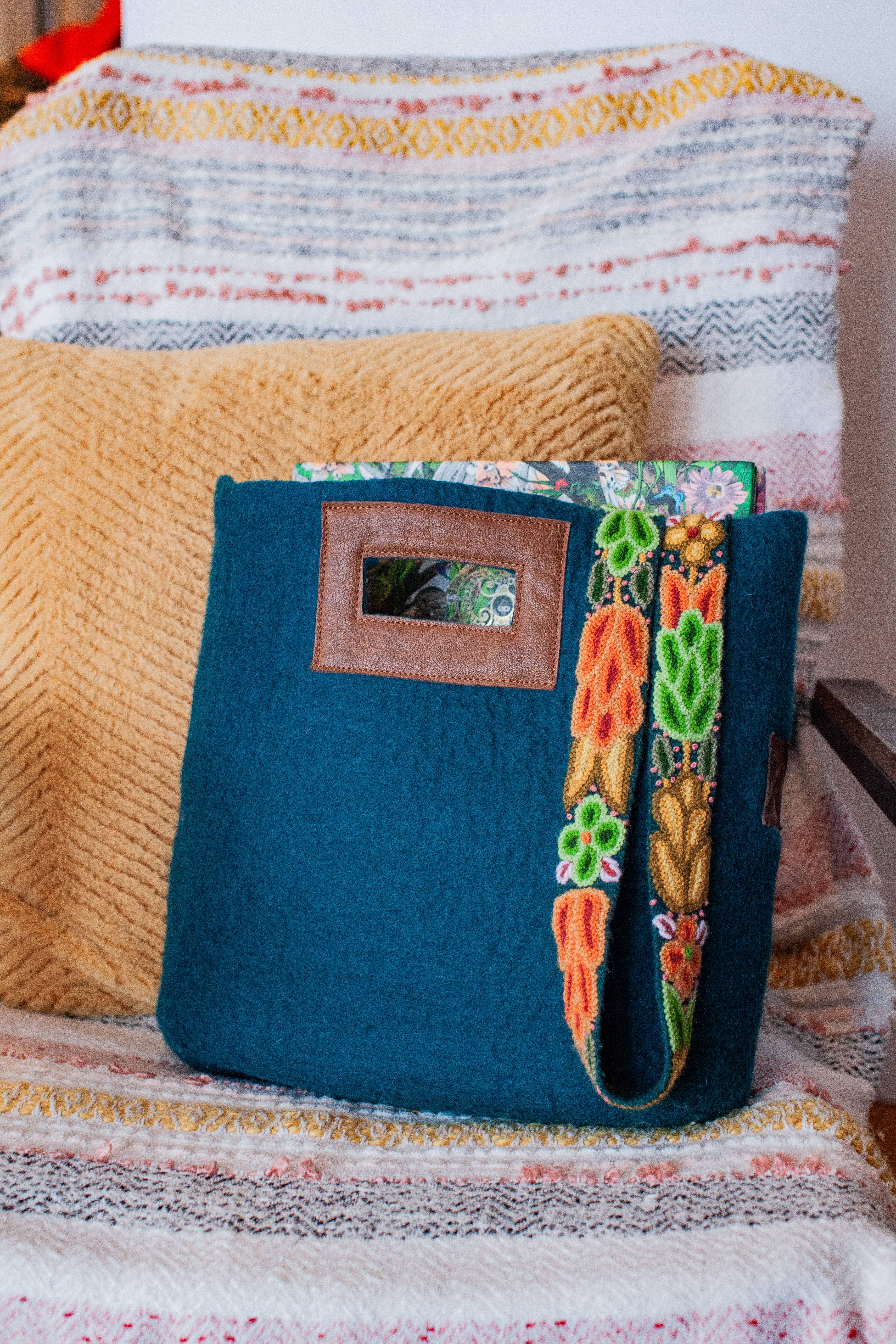 Fibres of Life - Wool & Felt - Wholesale Tote Bag - Women's - Felt & Leather Tote w/ Strap | Crossbody Bag | Wool Tote Bag14