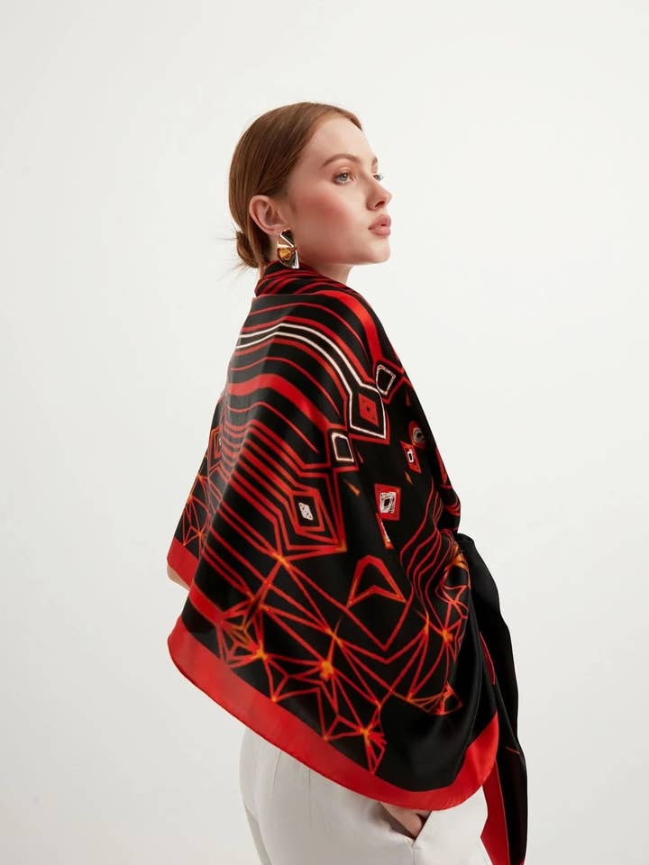 Crepe Silke Stor Sjælevarmer 27" x 78" ART & SOUL Kollektion for engroshandel hos FAD Fashion Art Design