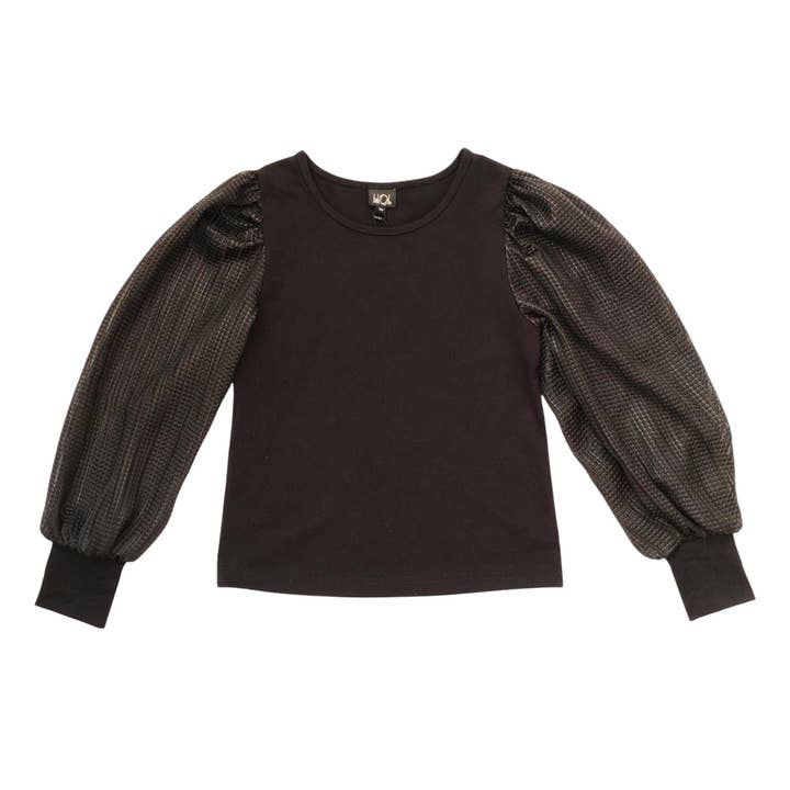 Little Olin - Wholesale T-Shirt - Kids - AW Black Textured Sleeve Top5