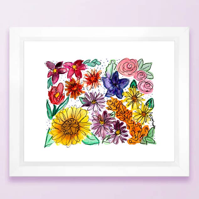 Stampa della mappa dello stato floreale - Kansas per la vendita all'ingrosso da parte di Allison’s Illustrations