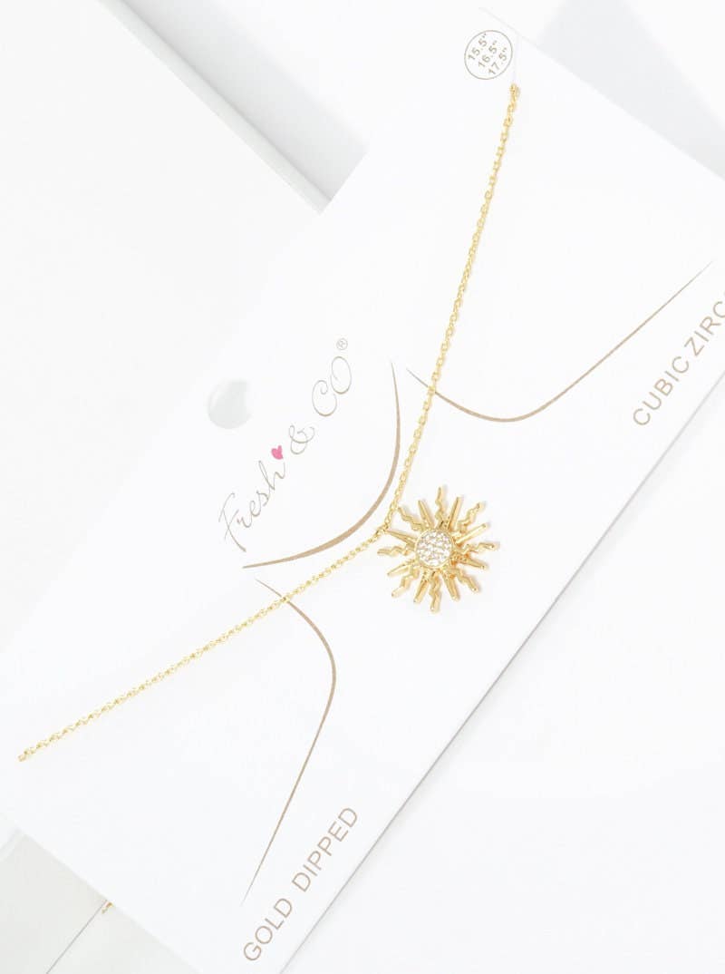 OHBOOBA DESIGN - Wholesale Pendant/Charm Necklace - Gold Cubic Sunburst Necklace1