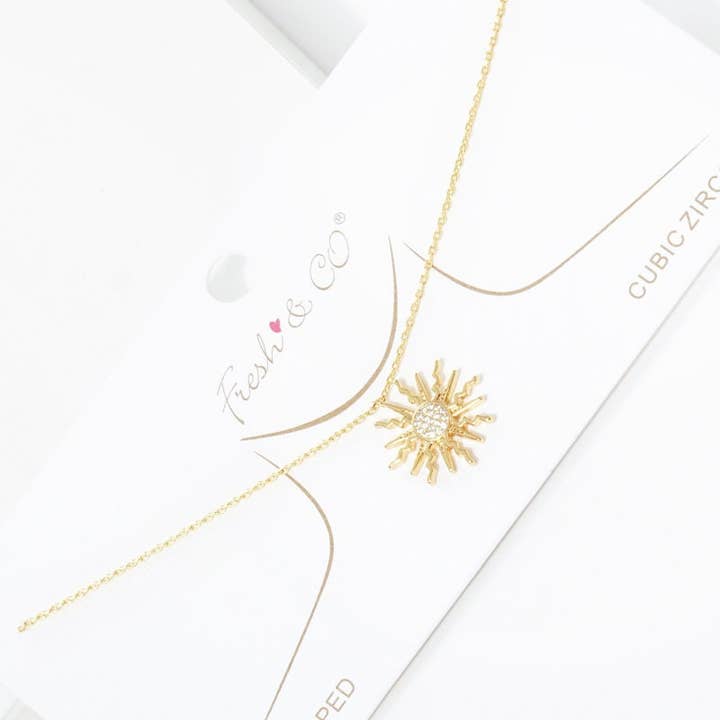 OHBOOBA DESIGN - Wholesale Pendant/Charm Necklace - Gold Cubic Sunburst Necklace1
