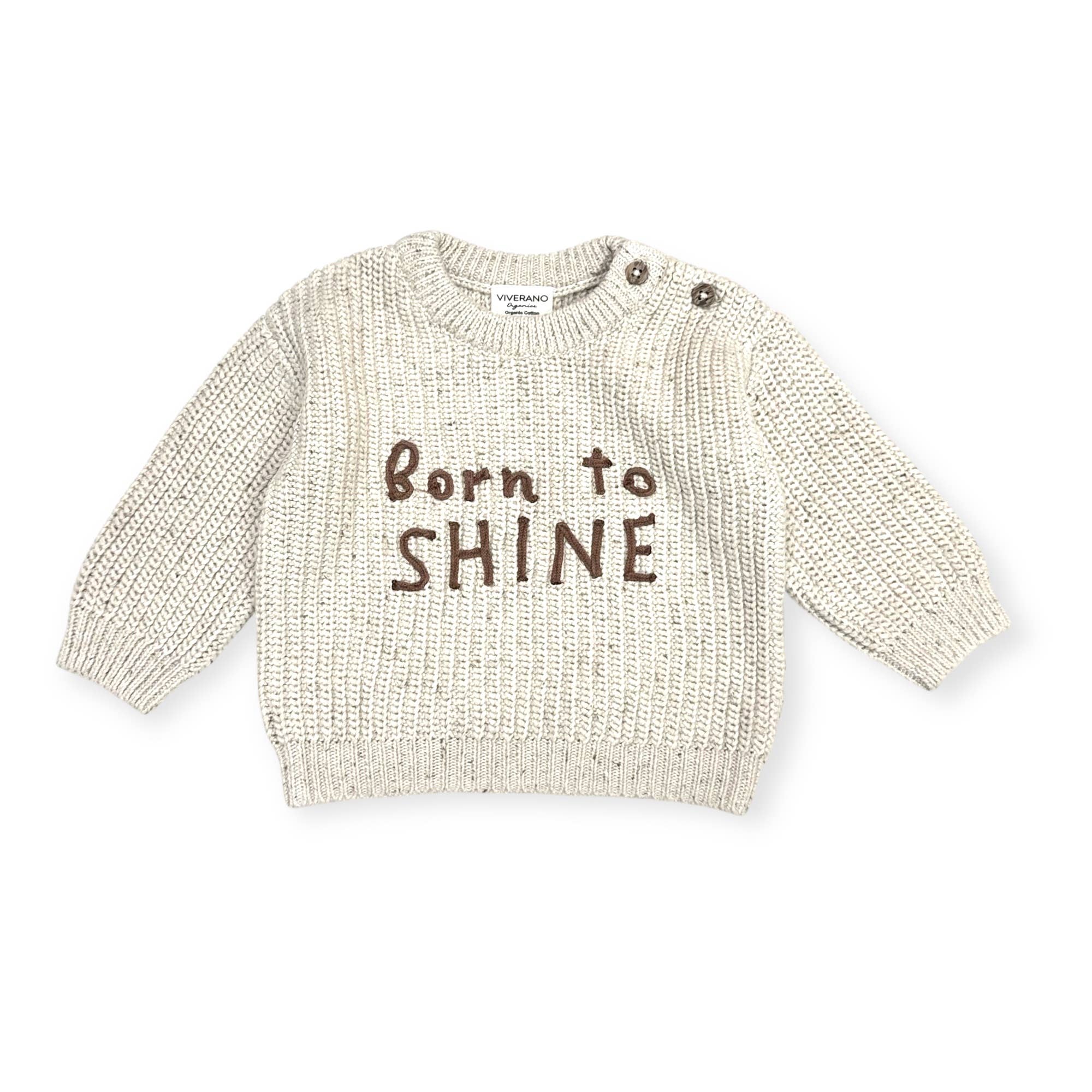 Speckled Linen BORN TO SHINE Chunky Knit Slouchy Baby Pullover Sweater for wholesale on Faire0