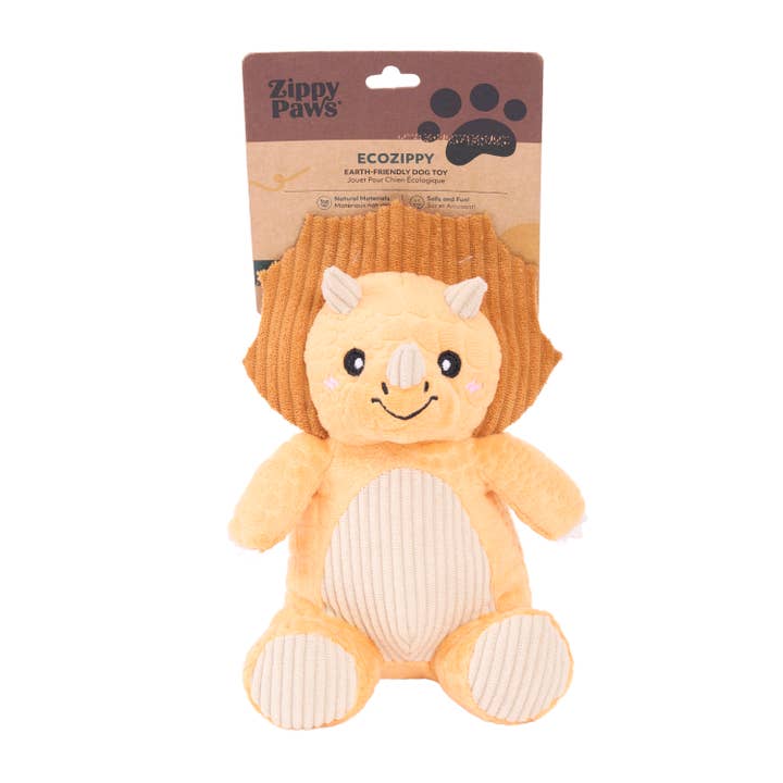 ZippyPaws - Wholesale Pet Toy - Dog - ecoZippy Dinoz - Triceratops5