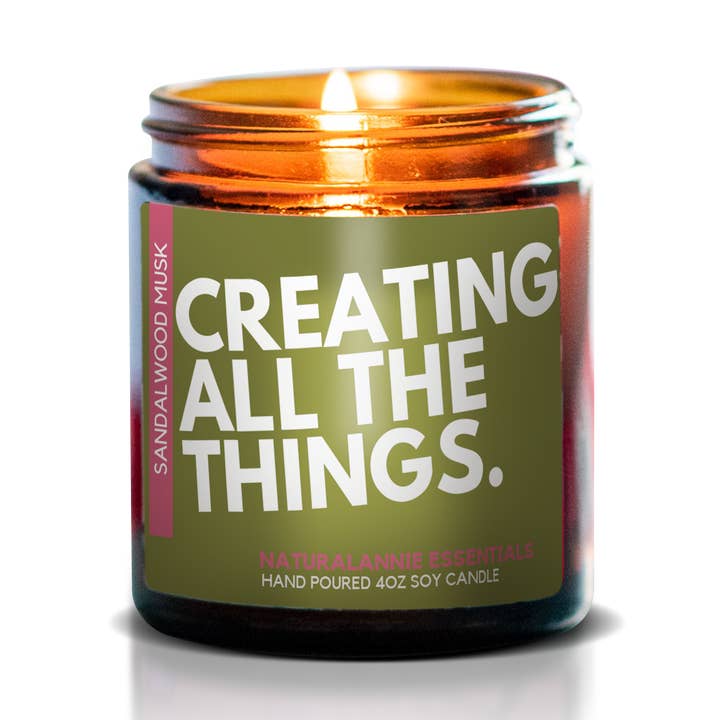 NaturalAnnie Essentials - Wholesale Jar/Filled Candle - Creating All The Things Natural Soy Candle - 4oz0
