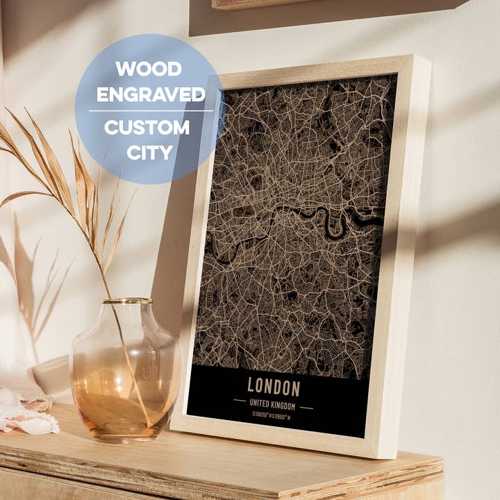 Personalized Map of the City. Map Of London United Kingdom for wholesale by Kustwood