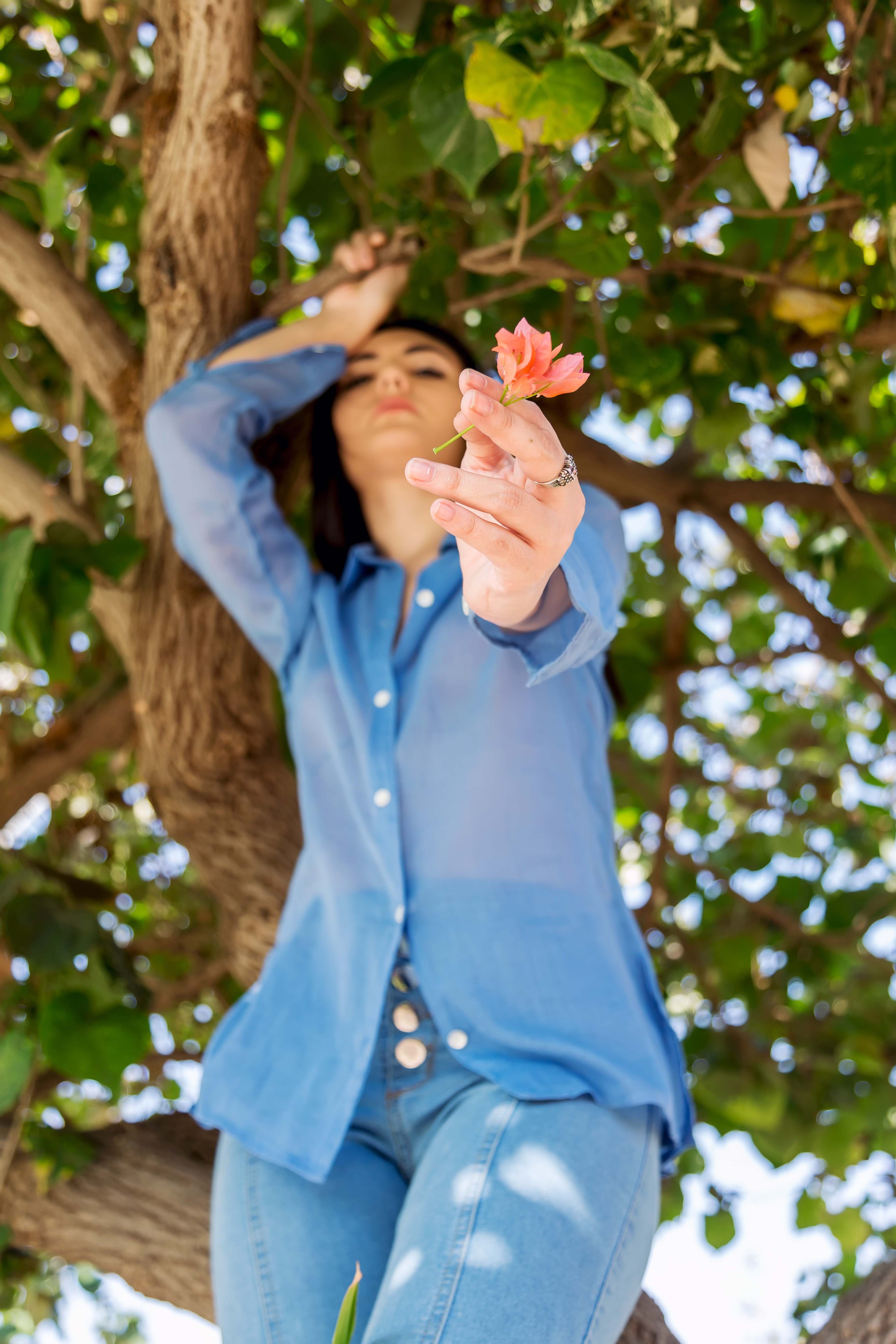 Offtheory - Wholesale Button Down Shirt - Women's - Azure Whisper Gauze Sheer Shirt5