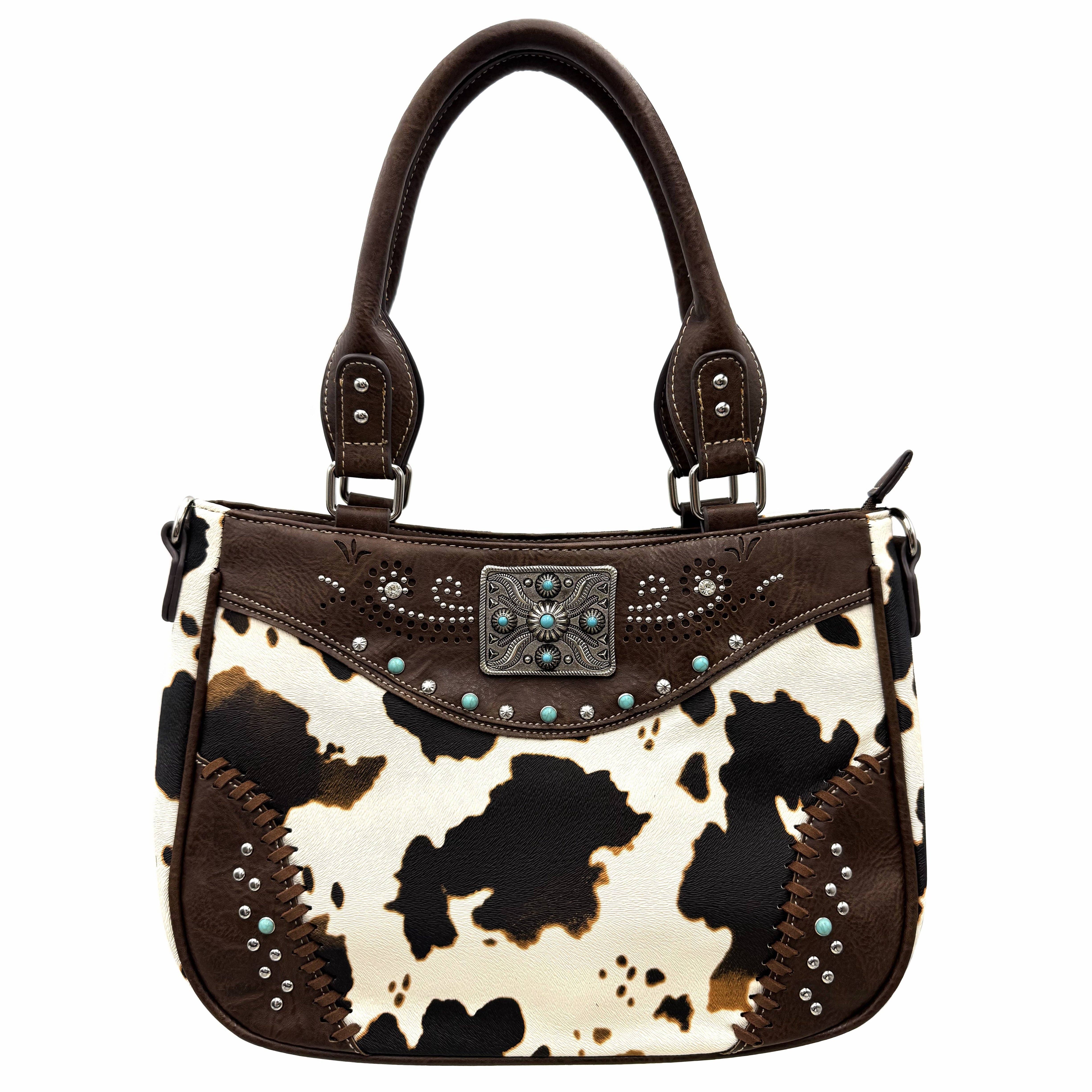 Lunar Deer – wholesale Crossbody bag – Women's – Rectangle Concho Cow Print Western Crossbody Purse1