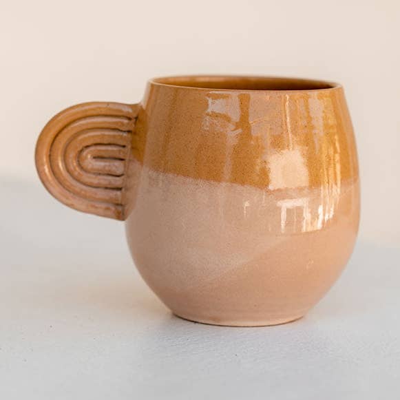 Bicolored amber ceramic mug for wholesale by Oustao