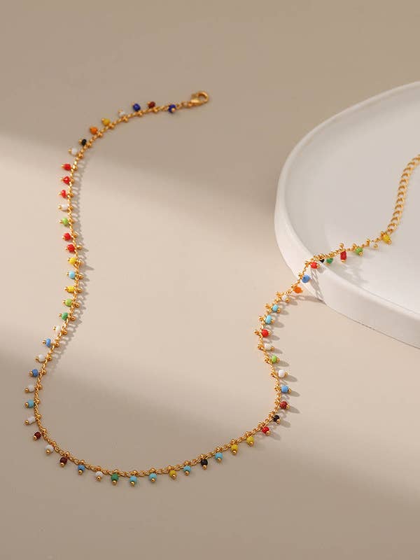 Colorful Vintage Rice Beads Necklace KN0008 for wholesale by Dipped Shop