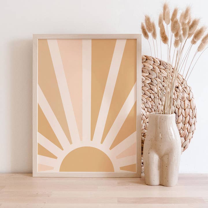 Imprimé de rayons de soleil nordiques minimaux aux couleurs douces pour la vente par Luna Label