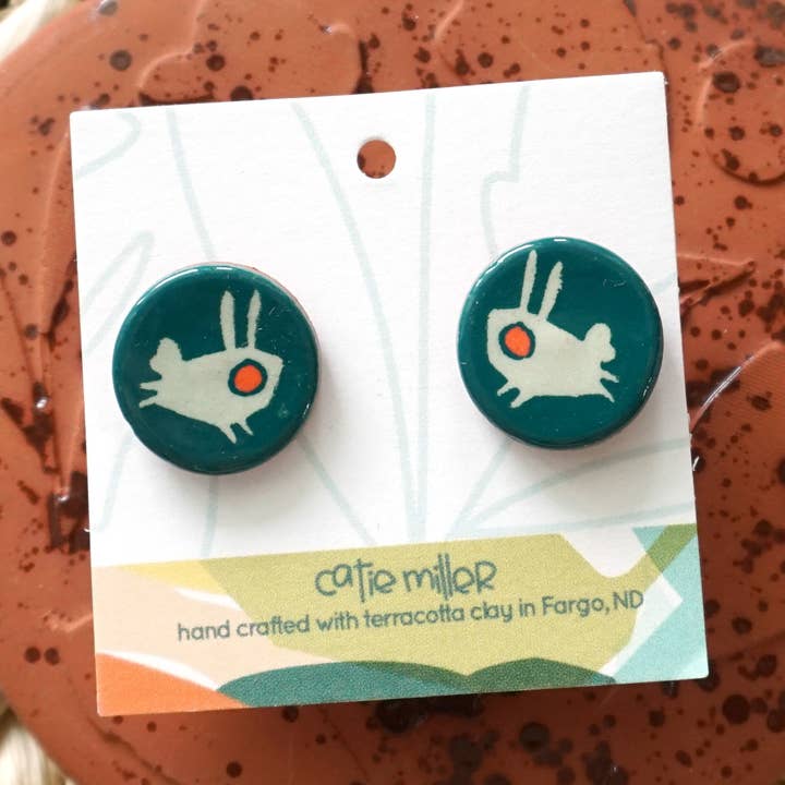 Bunny Stud Post Earrings - Wholesale for wholesale by Catie Miller Ceramics