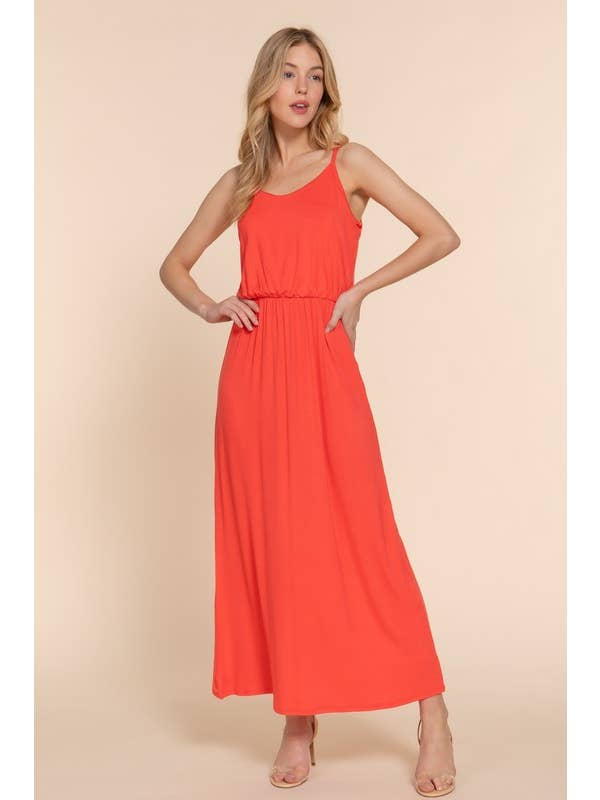 Active Basic | Active USA - Wholesale Dress - Women's - Waist Elastic Midi Cami Knit Dress