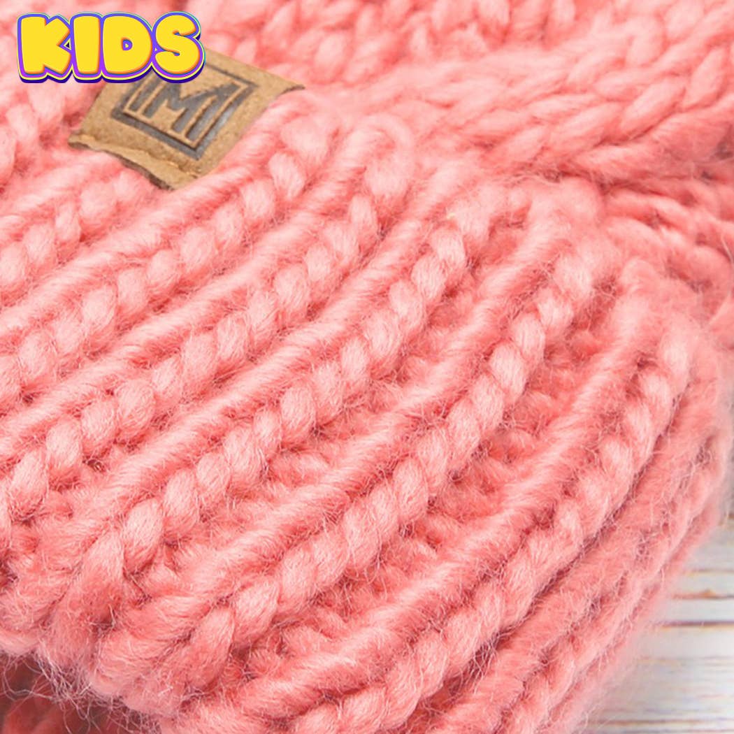 Fashion City - Wholesale Beanie - Kids - Kid's Cable Knitted Faux Fur Pom Beanie Hat9