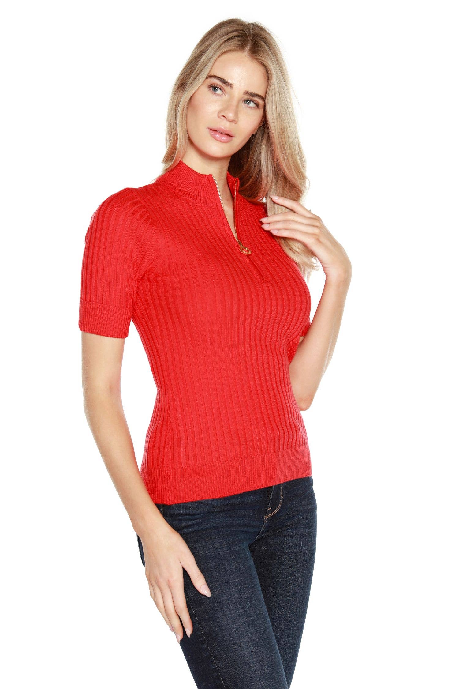 Belldini - Wholesale Knit Top - Women's - Women's Zipper Polo with Mock Collar29