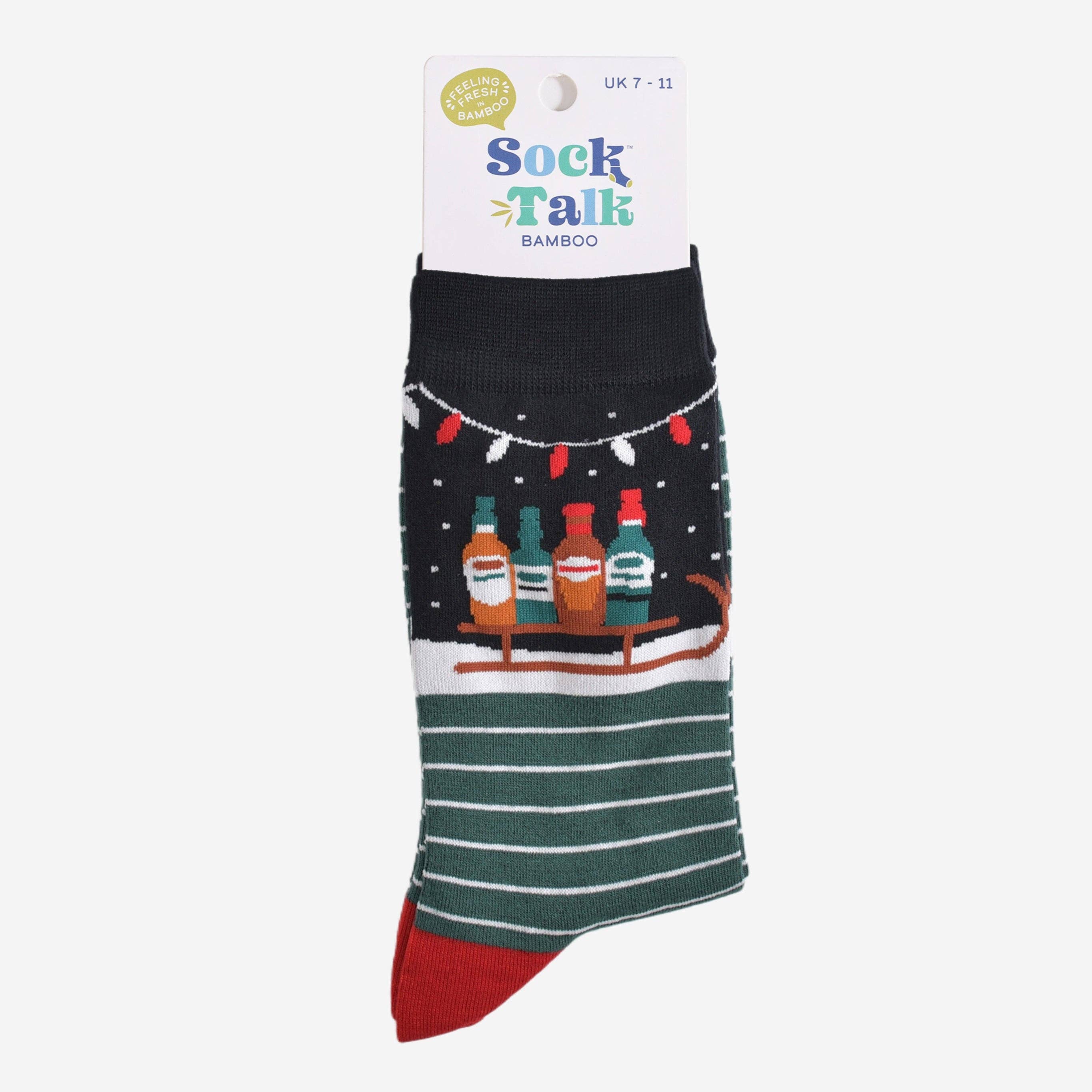 Sock Talk – wholesale Socks – Men's – Men's Bamboo Socks - Black/Green, Party Drinks Sledge4