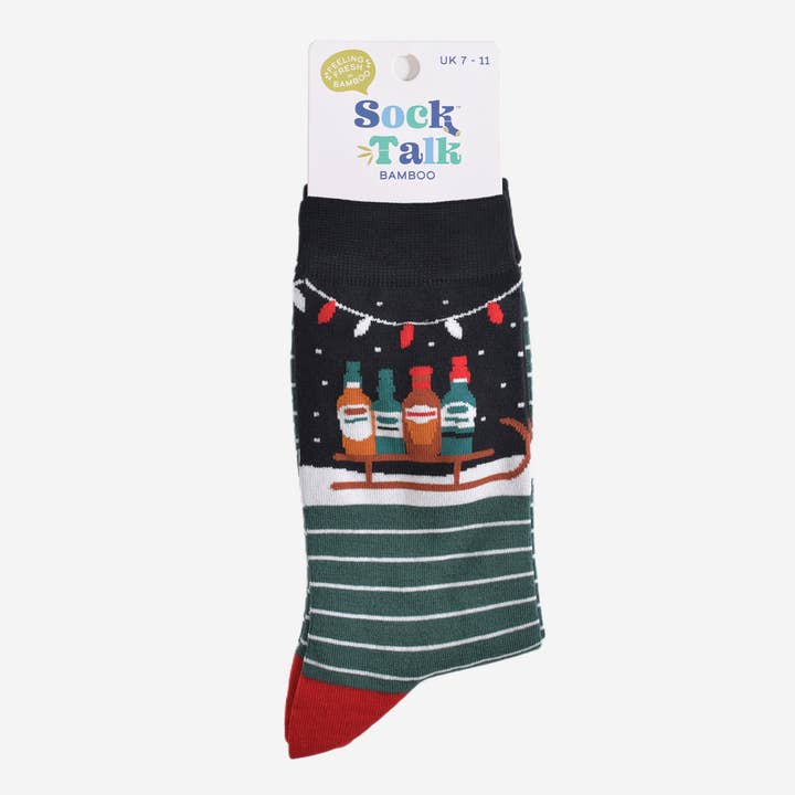 Sock Talk - Wholesale Socks - Men's - Men's Bamboo Socks - Black/Green, Party Drinks Sledge4