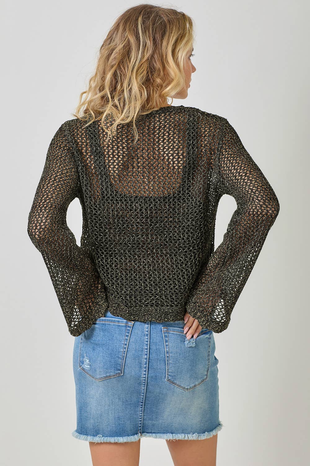 Mystree - Wholesale Cardigan - Women's - 61100 Crochet Style Knit Cardigan 3