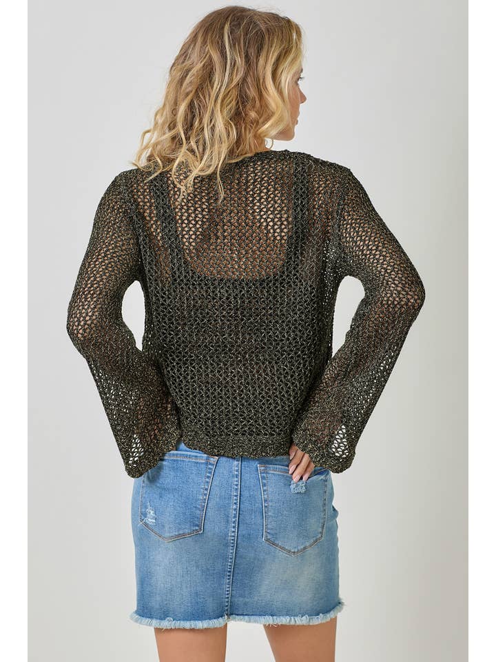 Mystree - Wholesale Cardigan - Women's - 61100 Crochet Style Knit Cardigan 3