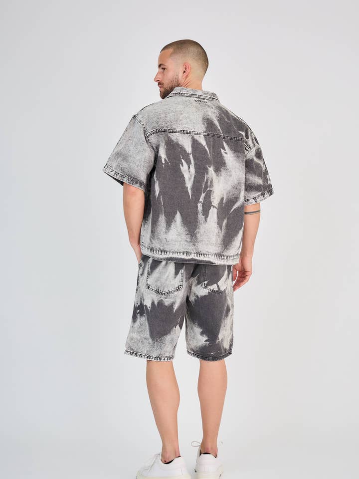 TOP MONDAY - Wholesale Top & Short Set (NOT Loungewear) - Men's - Black Tie-Dye Jeans Set3