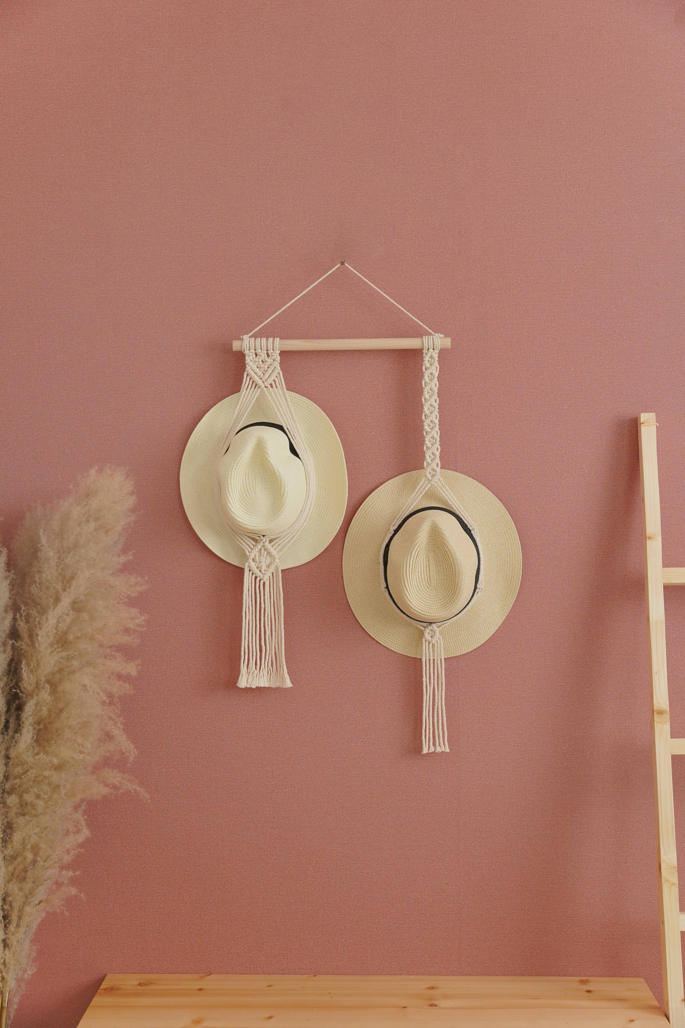 BeanDaikon - Vendita all'ingrosso Portacappelli - Espositore per cappelli in macramè, decorazione da parete, H126