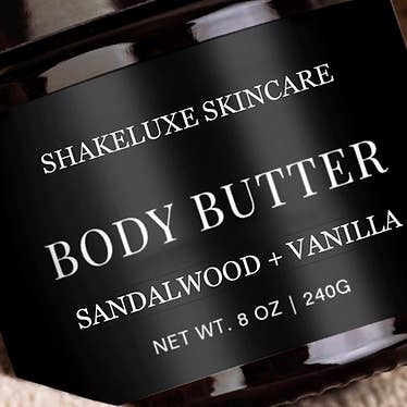 Sandalwood Vanilla Body Butter for wholesale by ShakeLuxe Skincare