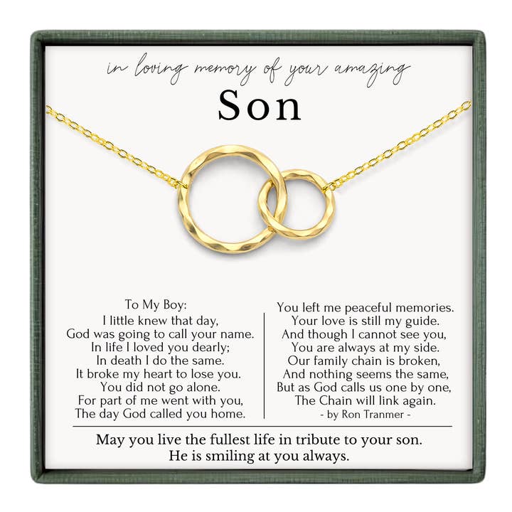 Loss of Son Memorial Gift for Her - Gold Silver Necklace for wholesale by hope love shine