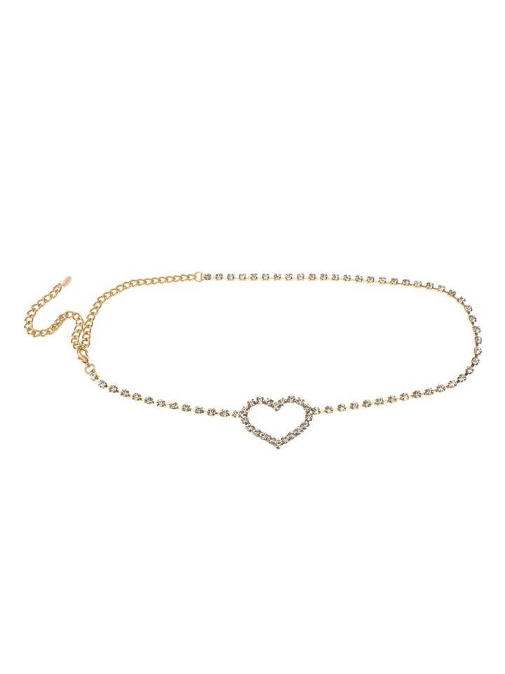 Single Crystal Chain Heart Belt for wholesale by Ettika