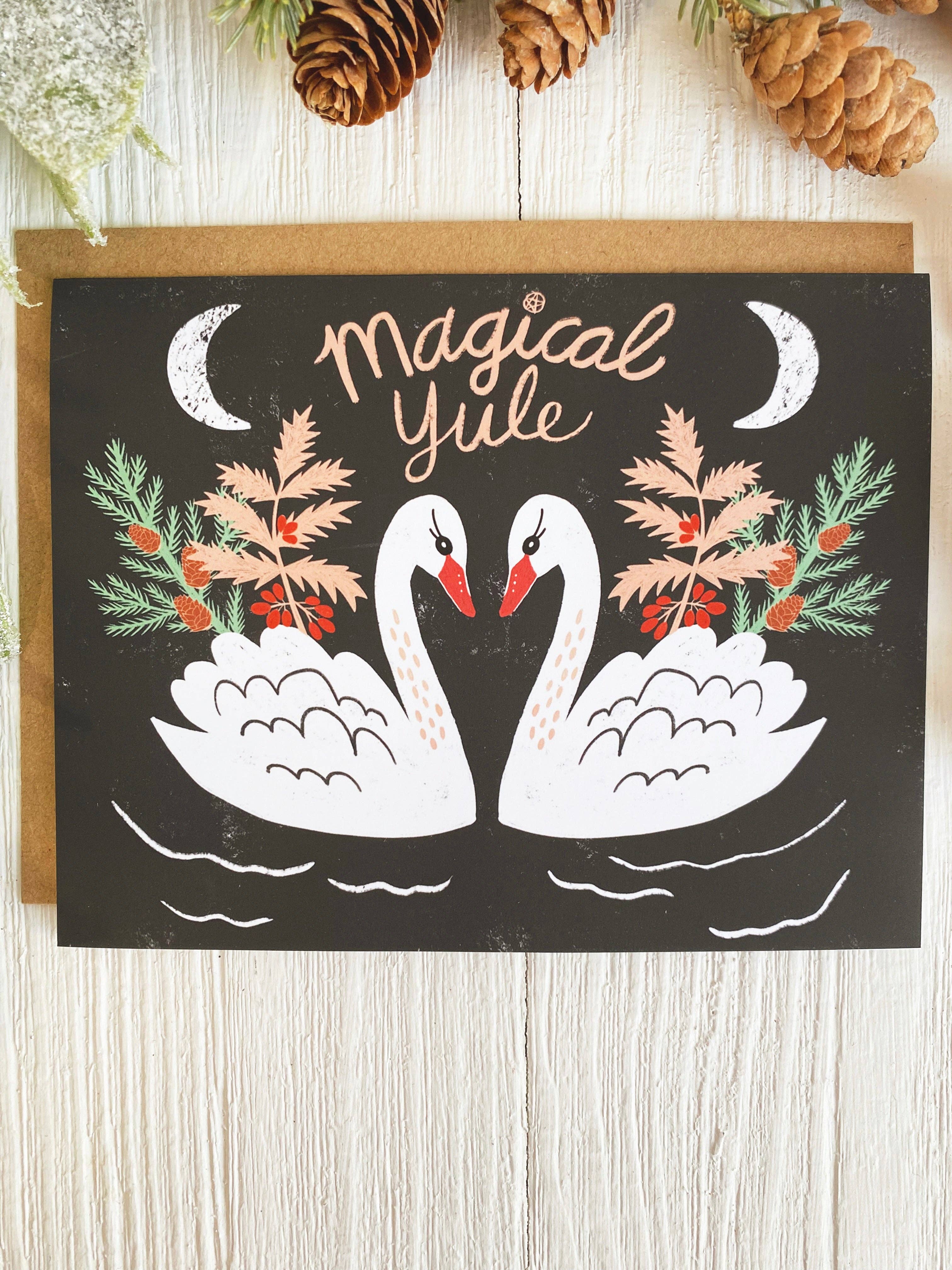 Dream Folk Studio - Wholesale Stationery/Notecard Set - Yule Notecard Set | Magical Yule Swans2
