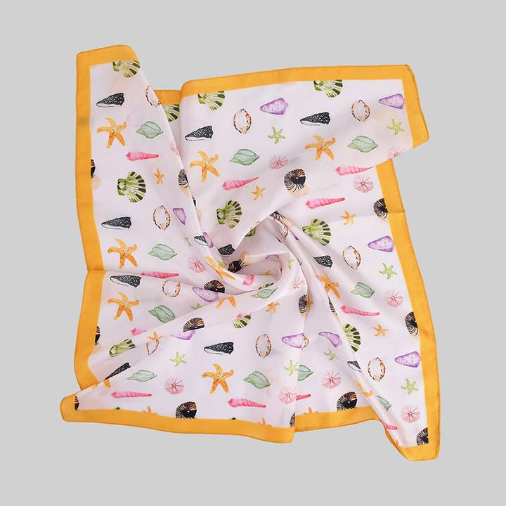 SEA SHELL MOTIF SILKY SQUARE SCARF for wholesale by Girly