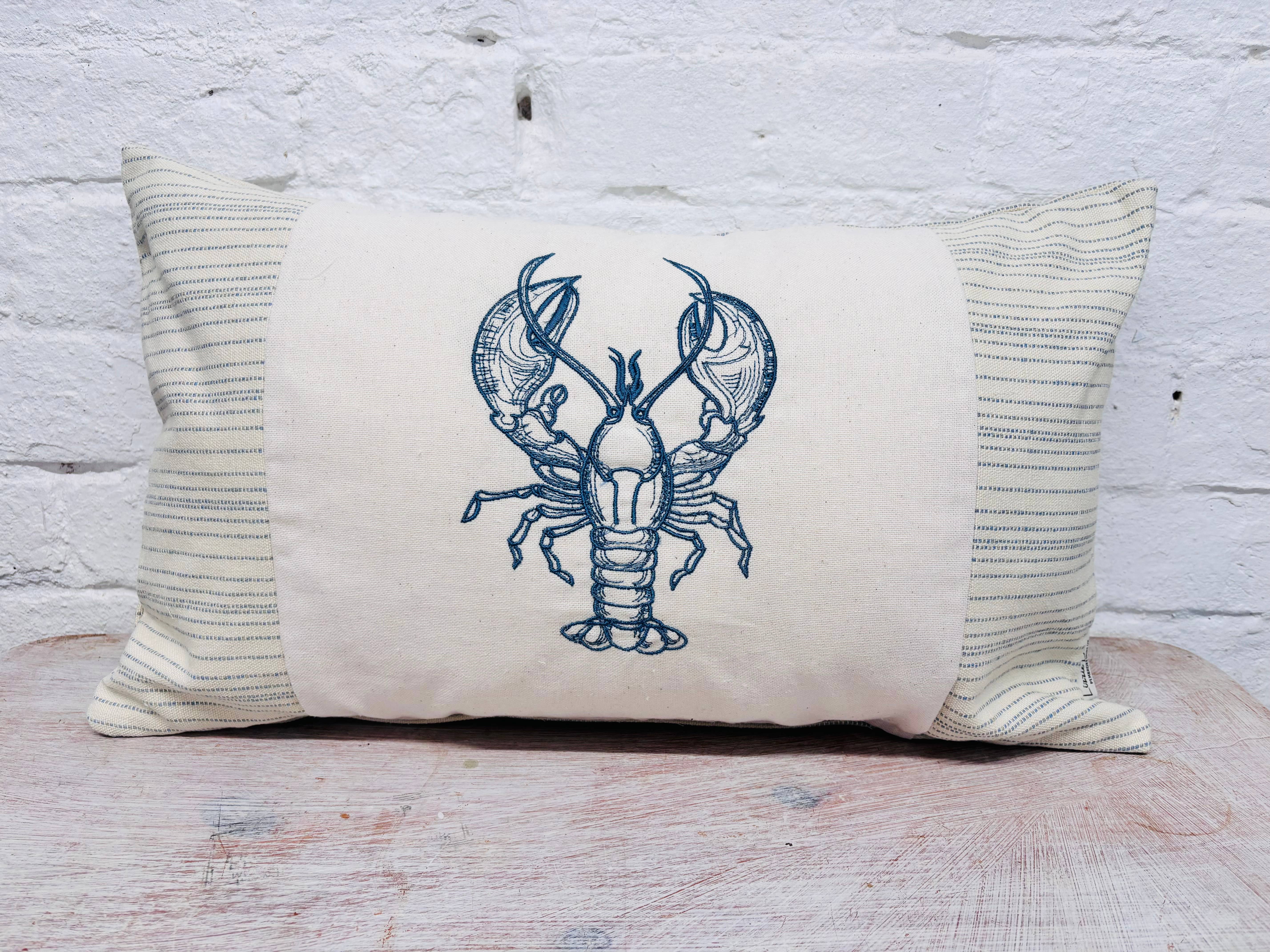 Lizzie Dixon Designs - Wholesale Throw/Decorative Pillow - Lobster Cushion -Wavey Stripe  (limited edition)1