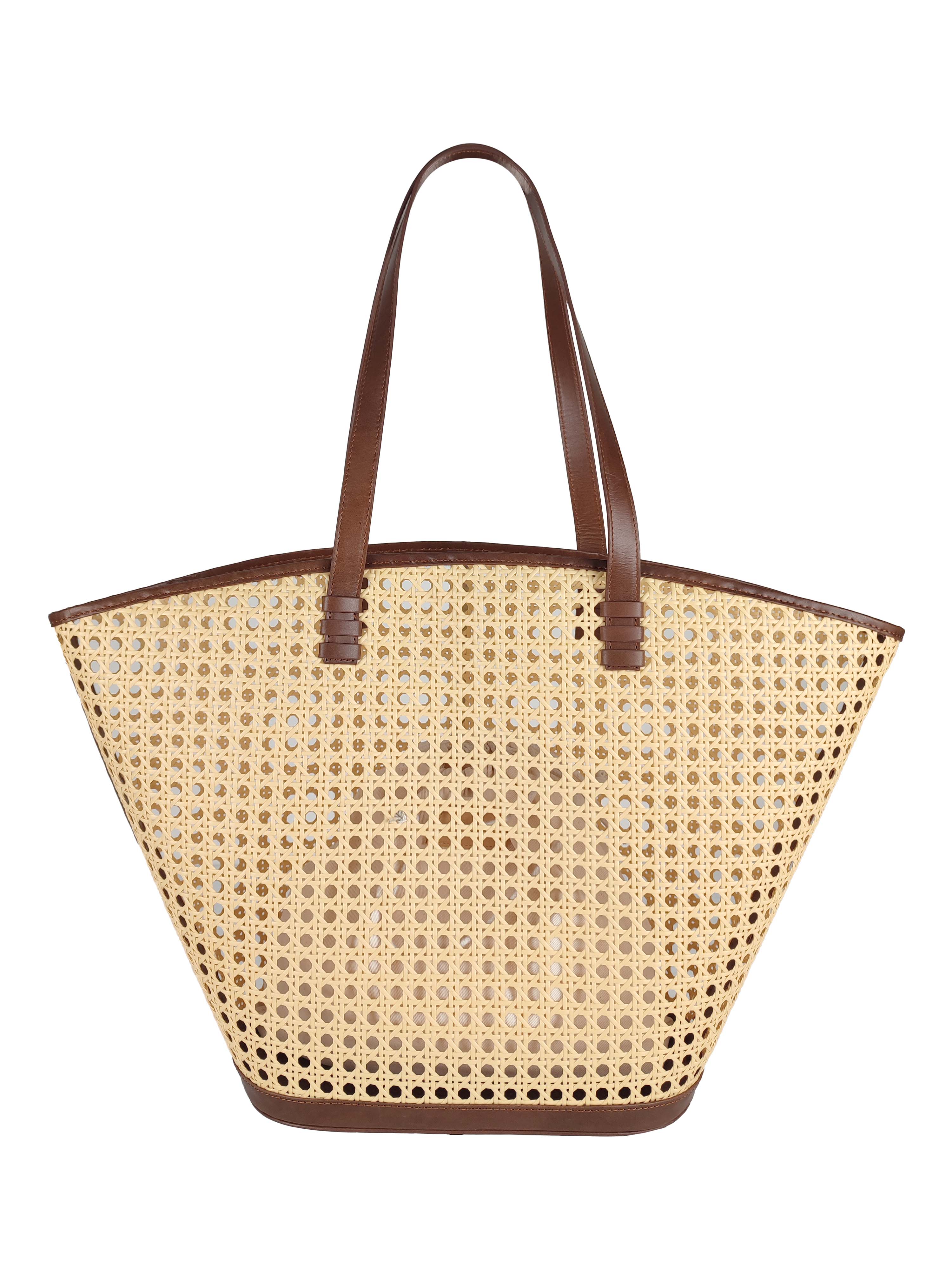 Florence Leather - Wholesale Beach Bag - Rattan handbag with leather details6