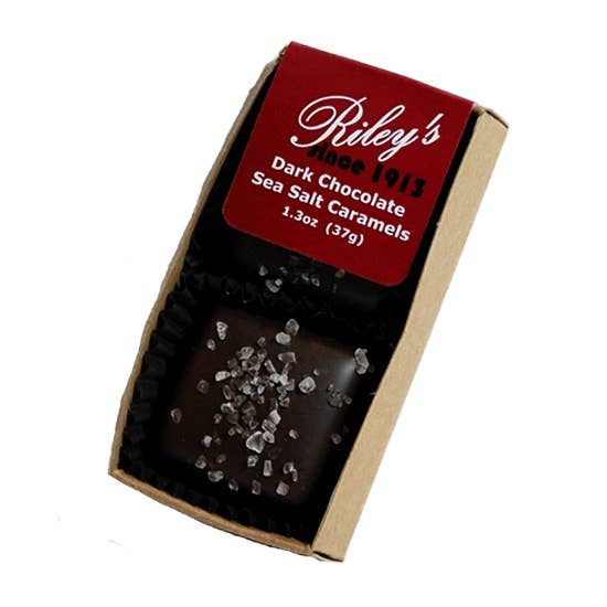 1.3 oz Dark Chocolate Sea Salt Caramels for wholesale by Spokandy Chocolatier